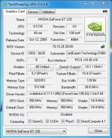 Gainward GT220 512 MB GDDR3