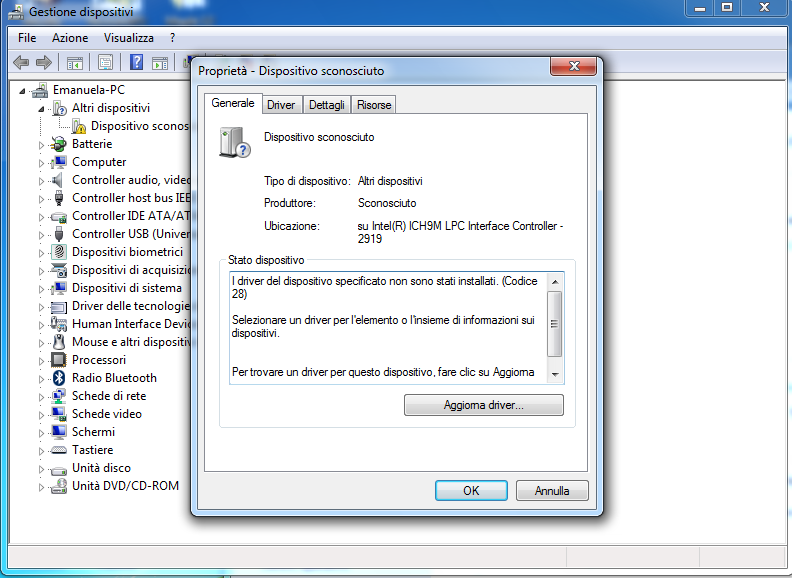 intel ich9m lpc interface controller 2919 windows 7
