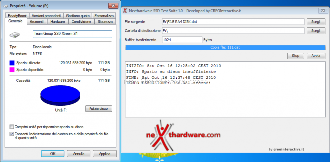 Team Group Xtreem S1 : 120 GB di pura velocità 9. Test: Endurance Copy Test 2