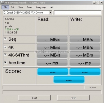 Corsair SSD V128 128GB Nova Series 8. Test: AS SSD BenchMark 1