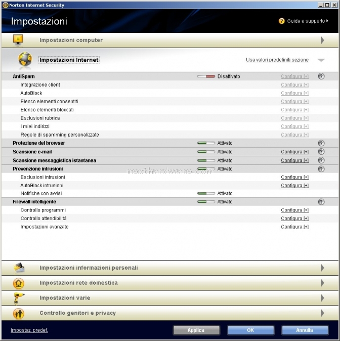 Norton Internet Security 2009 4. Sezione Internet 2