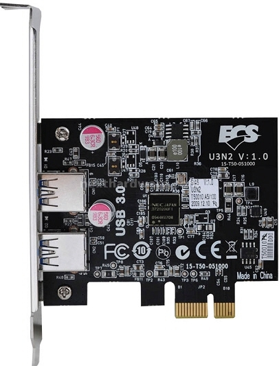 ECS mostra le PCI per aggiungere le interfacce SATA 6.0 Gbps e USB 3.0 2