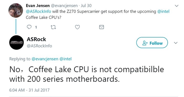 Coffee Lake non sarà compatibile con i chipset Z270 2