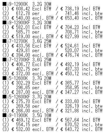 Il Core i9-12900K a 741 euro? 2