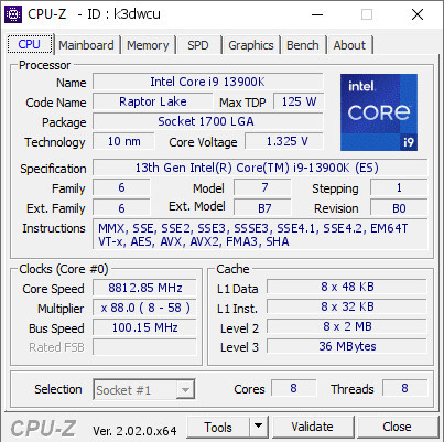 Il Core i9-13900K raggiunge una frequenza di 8.812MHz 2
