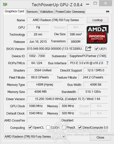 SAPPHIRE Radeon R9 Fury Tri-X OC 12. Overclock 2