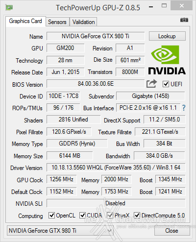 GIGABYTE GTX 980 Ti G1 GAMING 12. Overclock 3