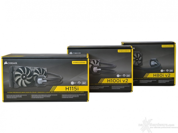 Corsair Hydro Series 2016 1. H80i v2, H100i v2 e H115i - Packaging & Bundle 1