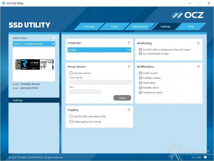 Toshiba OCZ RD400 PCIe NVMe 512GB 3. Driver NVMe - TRIM - SSD Utility 17