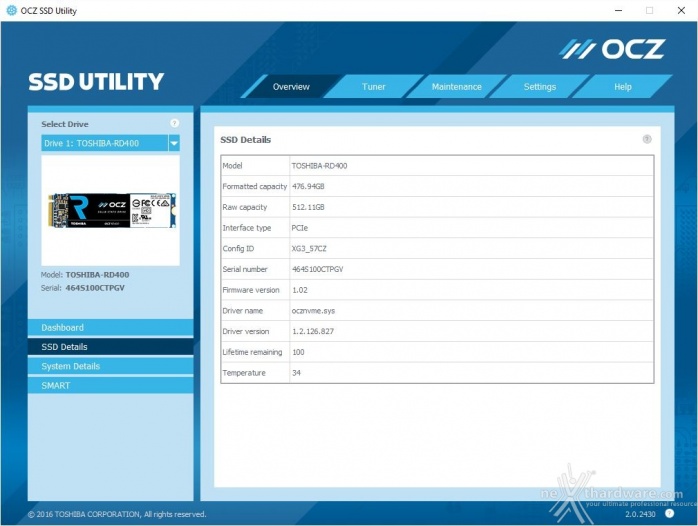 Toshiba OCZ RD400 PCIe NVMe 512GB 3. Driver NVMe - TRIM - SSD Utility 7