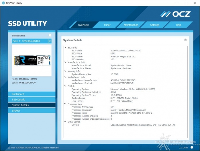 Toshiba OCZ RD400 PCIe NVMe 512GB 3. Driver NVMe - TRIM - SSD Utility 8