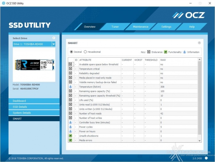 Toshiba OCZ RD400 PCIe NVMe 512GB 3. Driver NVMe - TRIM - SSD Utility 9