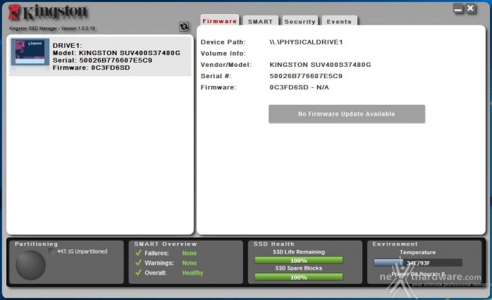 Kingston SSDNow UV400 480GB 2. Firmware - TRIM - Kingston SSD Manager 2