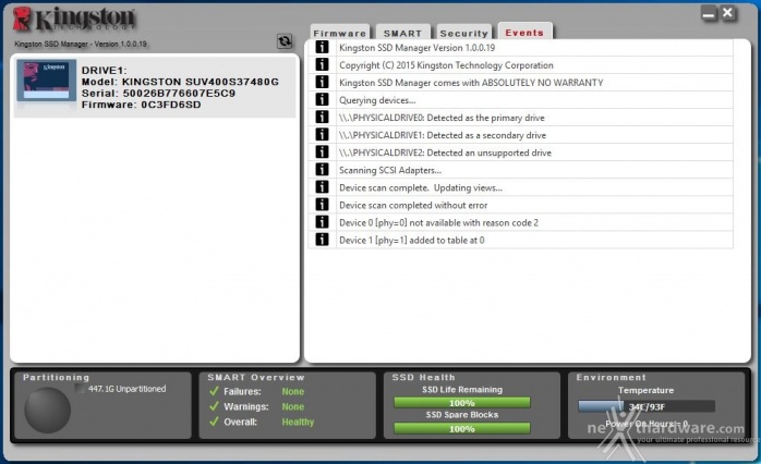 Kingston SSDNow UV400 480GB 2. Firmware - TRIM - Kingston SSD Manager 5