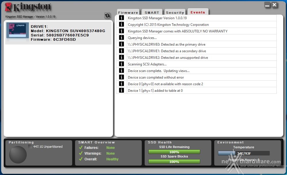 dinosaurus Skære af Dare Kingston SSDNow UV400 480GB | 2. Firmware - TRIM - Kingston SSD Manager |  Recensione