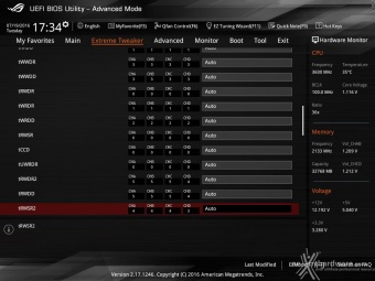 ASUS ROG RAMPAGE V EDITION 10 9. UEFI BIOS - Extreme Tweaker 16