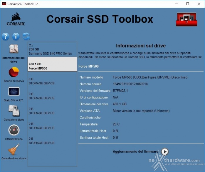 Corsair Force MP500 NVMe 480GB 3. Firmware - TRIM - SSD Toolbox 2