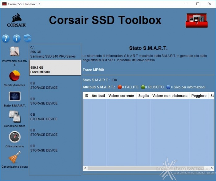 Corsair Force MP500 NVMe 480GB 3. Firmware - TRIM - SSD Toolbox 5