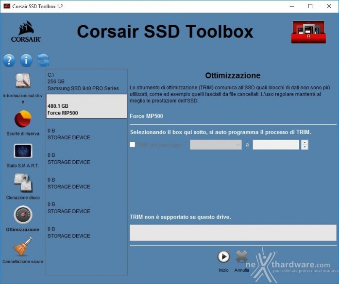 Corsair Force MP500 NVMe 480GB 3. Firmware - TRIM - SSD Toolbox 7