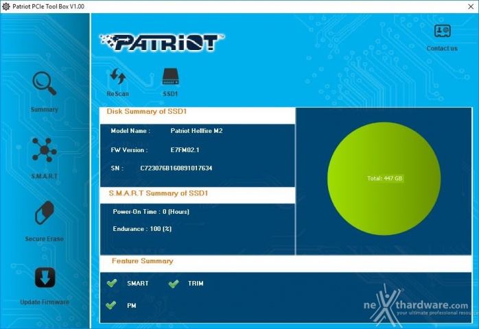 Patriot Hellfire M.2 NVMe 480GB 3. Firmware - TRIM - Patriot PCIe Tool Box 7