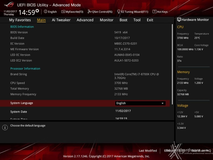 ASUS ROG STRIX Z370-E GAMING 7. UEFI BIOS  -  Impostazioni generali 2