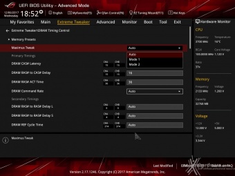 ASUS ROG MAXIMUS X FORMULA 8. UEFI BIOS - Extreme Tweaker 16