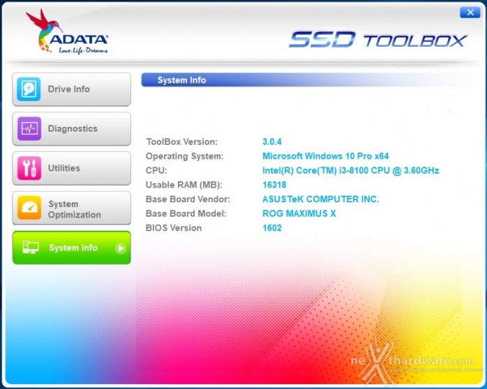 ADATA XPG SX6000 Pro 512GB 3. Firmware - TRIM - SSD ToolBox 8