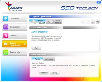 ADATA XPG SX8200 Pro 1TB 3. Firmware - TRIM - SSD ToolBox 6