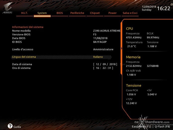 GIGABYTE Z390 AORUS XTREME 7. UEFI BIOS  -  Impostazioni generali 3