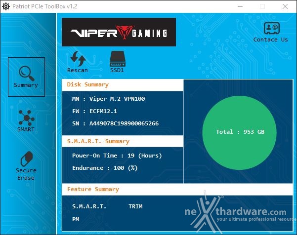 Patriot VIPER VPN100 1TB 3. Firmware - TRIM - Toolbox 4