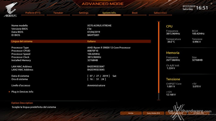 GIGABYTE X570 AORUS XTREME 6. UEFI BIOS  -  Impostazioni generali 2