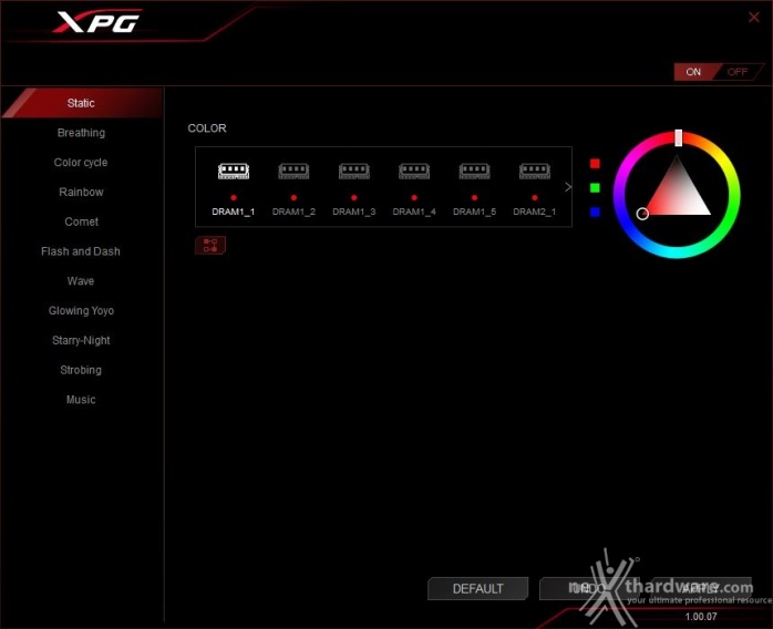 ADATA XPG SPECTRIX D60G 3600MHz 32GB 2. Software controllo illuminazione 3