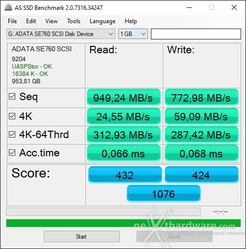 ADATA SE760 6. AS SSD Benchmark 3