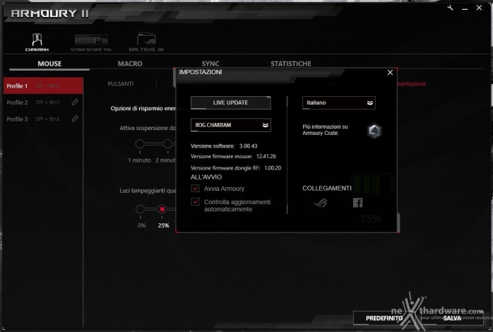 ASUS ROG Chakram 4. Software di gestione - ROG Armoury II 12