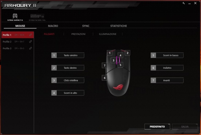 ASUS ROG Strix Scope TKL & Strix Impact II 4. Software di gestione - ROG Armoury II 1