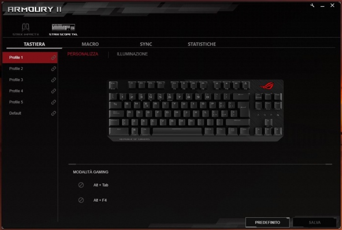 ASUS ROG Strix Scope TKL & Strix Impact II 4. Software di gestione - ROG Armoury II 4