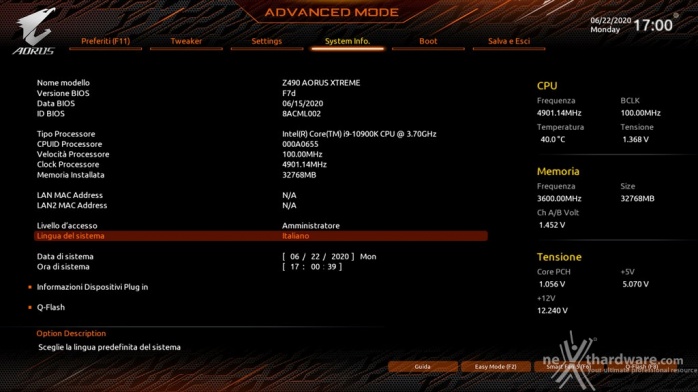 GIGABYTE Z490 AORUS XTREME 7. UEFI BIOS  -  Impostazioni generali 7