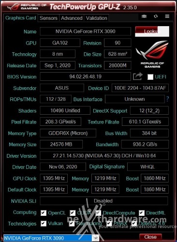 ASUS ROG STRIX GeForce RTX 3090 OC 7. Piattaforma di test 2