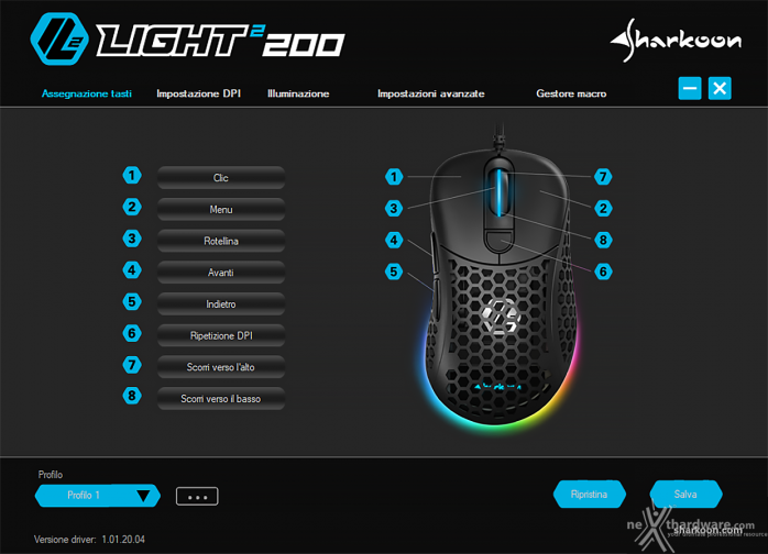 Sharkoon PureWriter RGB & Light² 200 6. Software di gestione 1