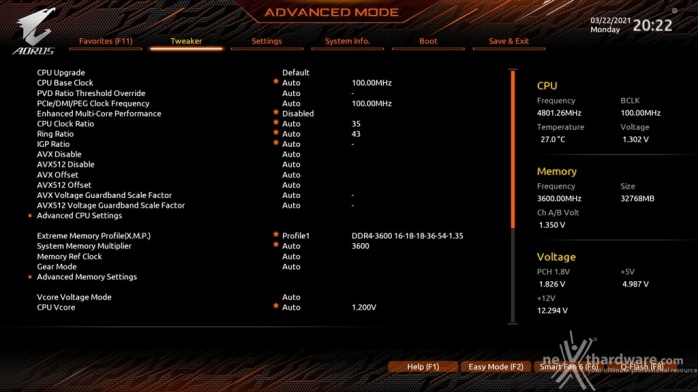 GIGABYTE Z590 AORUS MASTER 8. UEFI BIOS - Tweaker 1