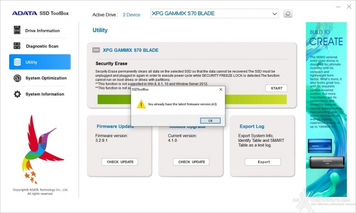 ADATA XPG GAMMIX S70 BLADE 2TB 2. Firmware - TRIM - SSD ToolBox 2