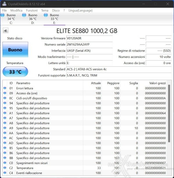 ADATA ELITE SE880 3. Firmware e capacità 1