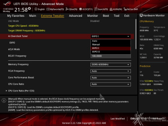 ASUS ROG CROSSHAIR X670E GENE 8. UEFI BIOS - Extreme Tweaker 1