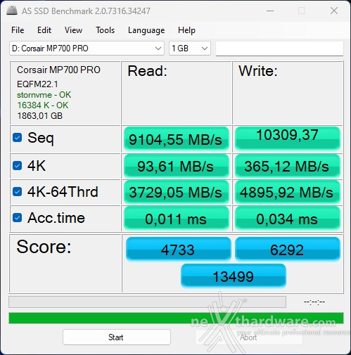 CORSAIR MP700 PRO 2TB 11. AS SSD Benchmark 3