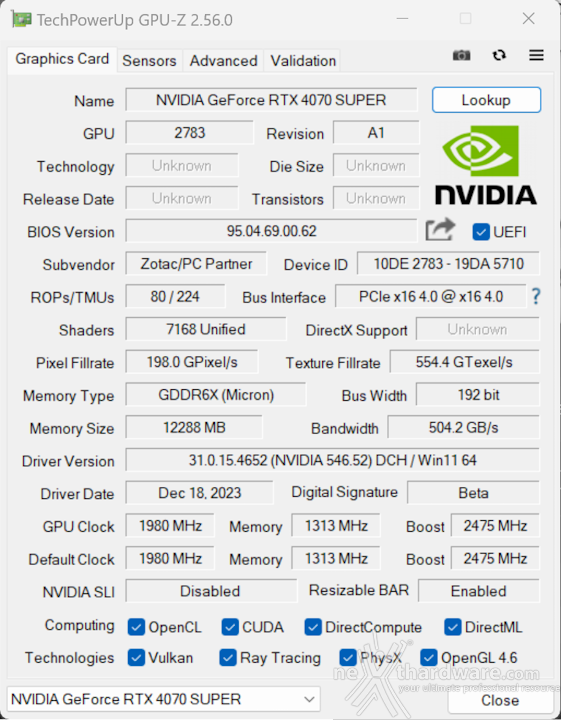 ZOTAC GeForce RTX 4070 SUPER Twin Edge 5. Piattaforma di test 2