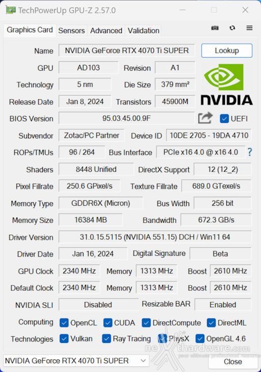 ZOTAC GeForce RTX 4070 Ti SUPER Trinity Black 5. Piattaforma di test 2