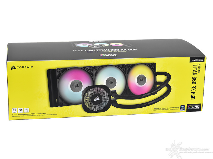 CORSAIR iCUE LINK TITAN 360 RX RGB 1. Packaging & Bundle 1