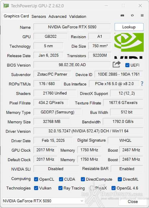 ZOTAC GeForce RTX 5090 AMP Extreme INFINITY 4. Piattaforma di test 2