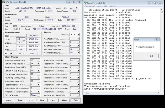 ECS P55H-AK Black Series 9. Test Overclock 4