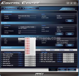 MSI P67A-GD65 : overclock garantito! 12. MSI Control Center 2 2